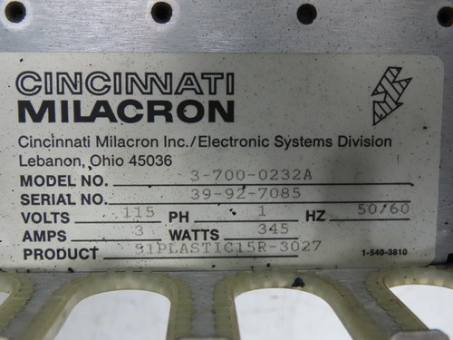 Cincinnati Milacron 3-700-0232A PLC Chassis Alimentatore Rack 10 Slot 115V 1PH - Foto 2 di 15