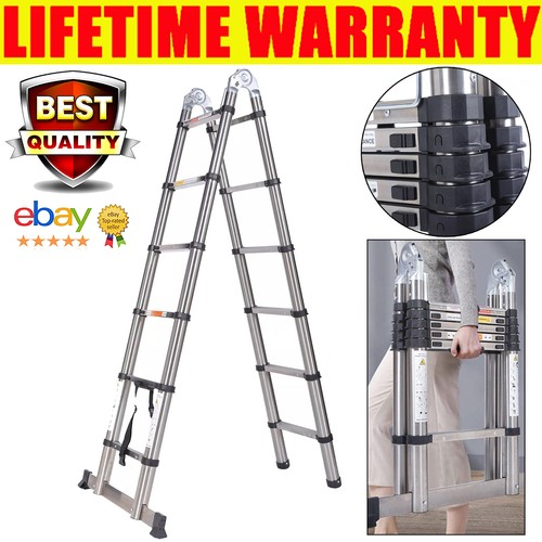 3.8M 5M Telescopic Ladder Extendable Multi-Purpose Steel Folding Steps ...