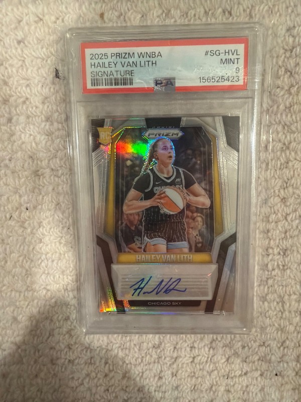 2025 Panini Prizm WNBA Hailey Van Lith Silver Rookie Auto Chicago Sky PSA 9
