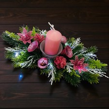 Adventskranz Adventsgesteck Tischdekoration Weihnachtsgesteck mit LED.