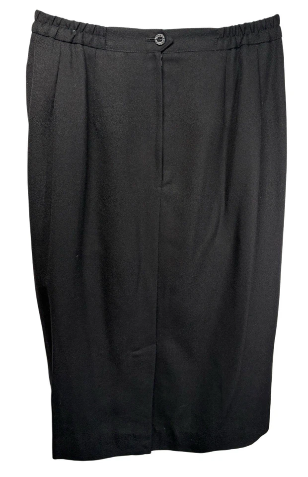 Falda clásica recta plisada frontal negra business recta talla 18W Foto 2 de 4