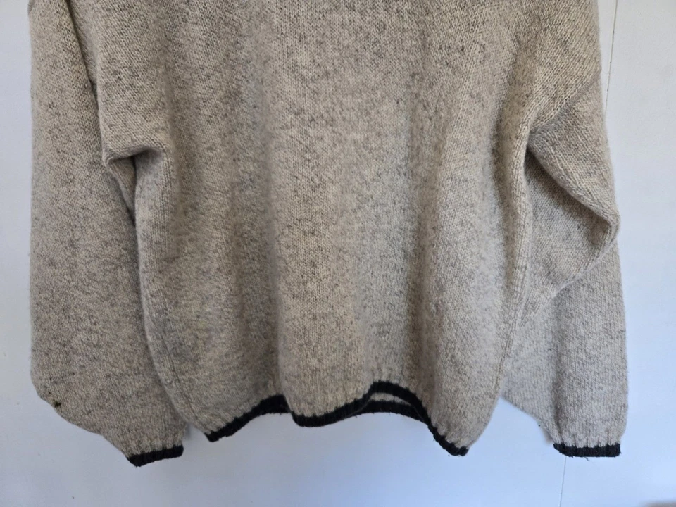 Suéter Woolrich De Colección Para Hombres 2XL Beige Lana Tejido Grueso Abuelo Cuello Redondo Foto 3 de 4