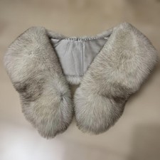 SAGA FURS Gray Fox Fur Shawl for Kimono - Elegant Voluminous