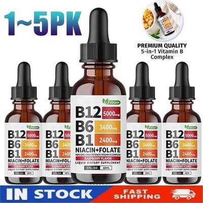 Vitamin B12 and B6 Liquid Drops, B12 Sublingual Vitamin B Complex 5000mcg USA