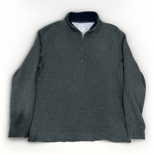 Brooks Brothers Mens Medium 1818 Grey Heathered Cotton Blend Quarter Zip Sweater
