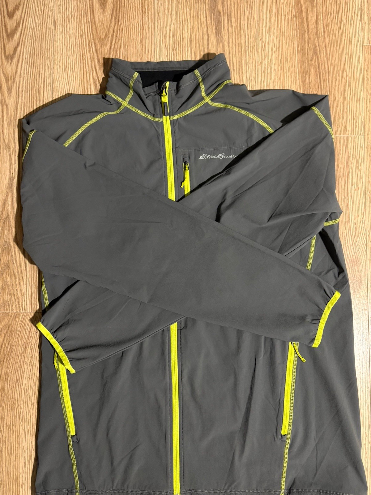 Eddie Bauer Softshell Jacket Gray Yellow Full Zip… - image 11