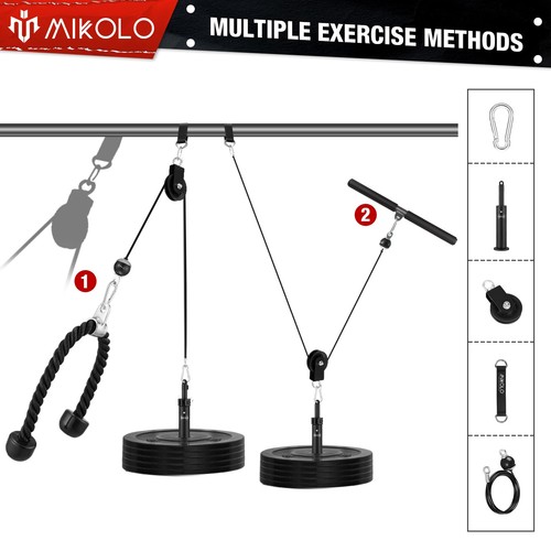 Mikolo Fitness LAT and Lift Pulley System, Dual Cable Large, Black  - Picture 5 of 5