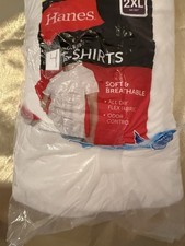 NWT Hanes 4 Pack Original Fit Crew Cotton T Shirts White Size 2XL 50 -52"