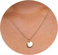 14K Gold Heart Pendant Necklace for Women Dainty Star Necklace Tiny Disc Cho