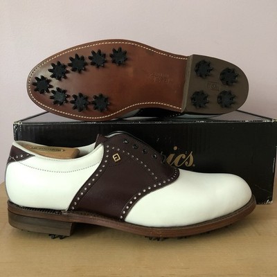 NEW FootJoy Classics White Leather Burgundy saddle golf shoes