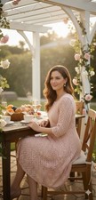 Chris McLaughlin Lace Dress 14 Blush Pink Boho Romantic Cottagecore Wedding