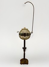 Antique Art Deco Fish Bowl Floor Stand w/ 2 Gallon Bowl Metal Cast Iron 1920s