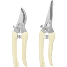 2Pcs Professional Pruning Shears (Include 1 Bypass Pruning Shears and 1 Straight