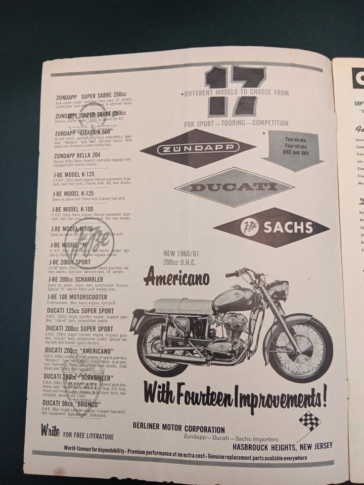 REVISTA DE BICICLETAS SEP 60 Triumph TR7A Laconia Isla de Man T.T. *Pg central suelta Foto 2 de 4