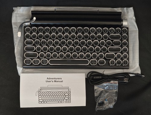 Retro Typewriter Mechanical Keyboard, Wireless Bluetooth 5.0 LED Black - 第 6/7 張圖片