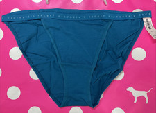 2023 Victoria's Secret Signature Cotton String Bikini Panties L Solid Teal