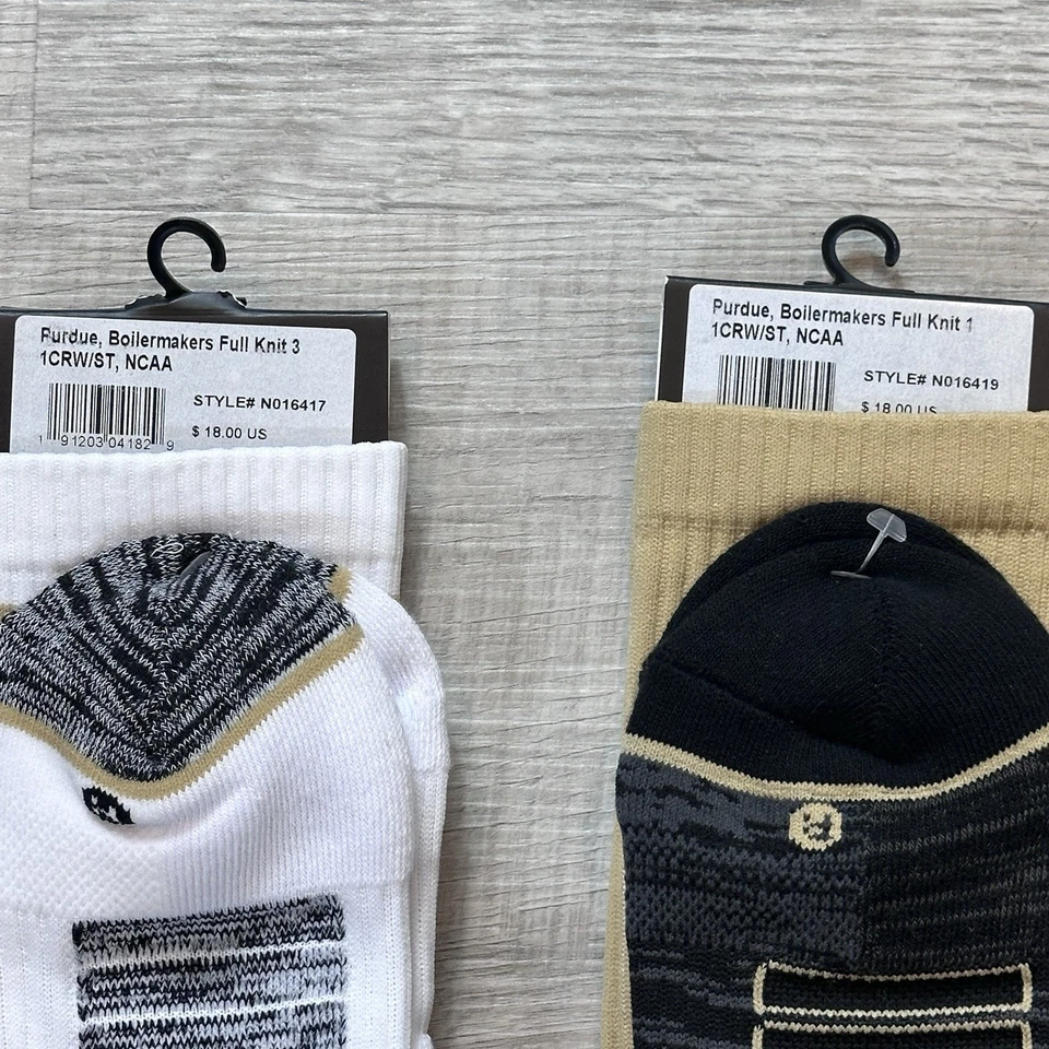 New Strideline Purdue Boilermakers NCAA Full Knit Crew Socks Size M/L- 2 Pairs - Image 4 of 4