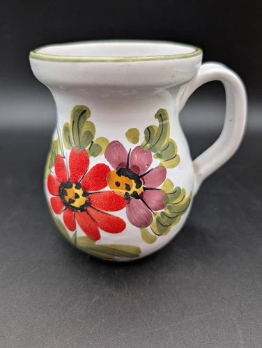 Italian Pottery Hand Painted Vintage Ceramic  Mug, 8 Ounces