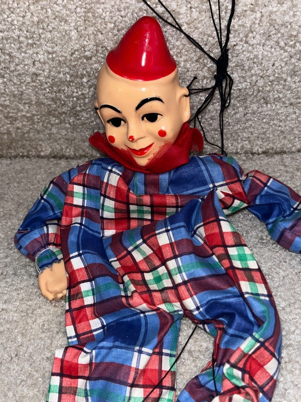 VTG BIMBO the Clown Hazelle's Marionette Puppet Tangled Strings 50's or 60's