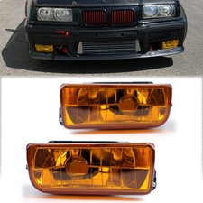 Replacement Fog Lights Lamps Crystal Yellow Lens Fit For BMW E36 3 Series 2/4D*