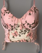 Whimsical Fairycore Embroidered Laced Corset Butterflies Coquette Ethereal S/M