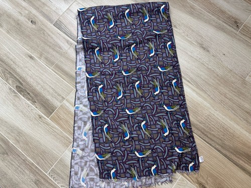 MEMPHIS Milano Vintage 100% Silk Scarf Birds Designer Print Rare Auth Italy - Picture 6 of 14