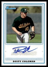 2010 Bowman Prospect Autographs Dusty Coleman Auto Oakland Athletics #BPA-DC