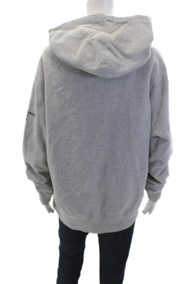 October's Very Own Womens Cotton Long Sleeve V-neck Print Hoodie Gray Size L - Image 3 of 4