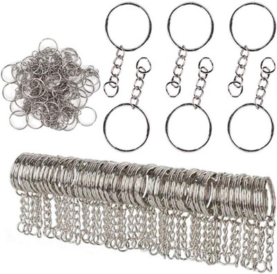 100 Stck. Metall Schlüsselanhänger Rohlinge Geteilt 25 mm Splitter Schlüsselanhängsel Ringe Kit für Zuhause Auto