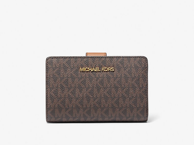 Michael Kors Jet Set Medium Bifold Zip Coin Signature Logo Wallet