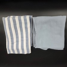 aden anais Muslin Swaddle Blankets Set Blue White Stripe Solid Lot