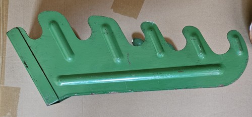 Wall Mount Metal Green Vintage Yard Tool Holder Hanger Rack 12" long x 3" wide