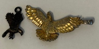 Vintage set  Pendant Necklace 3D Hunting Eagle's in Flight Bird of Prey men's