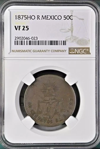 MEXICO 50 CENTAVOS 1875HO R NGC VF25