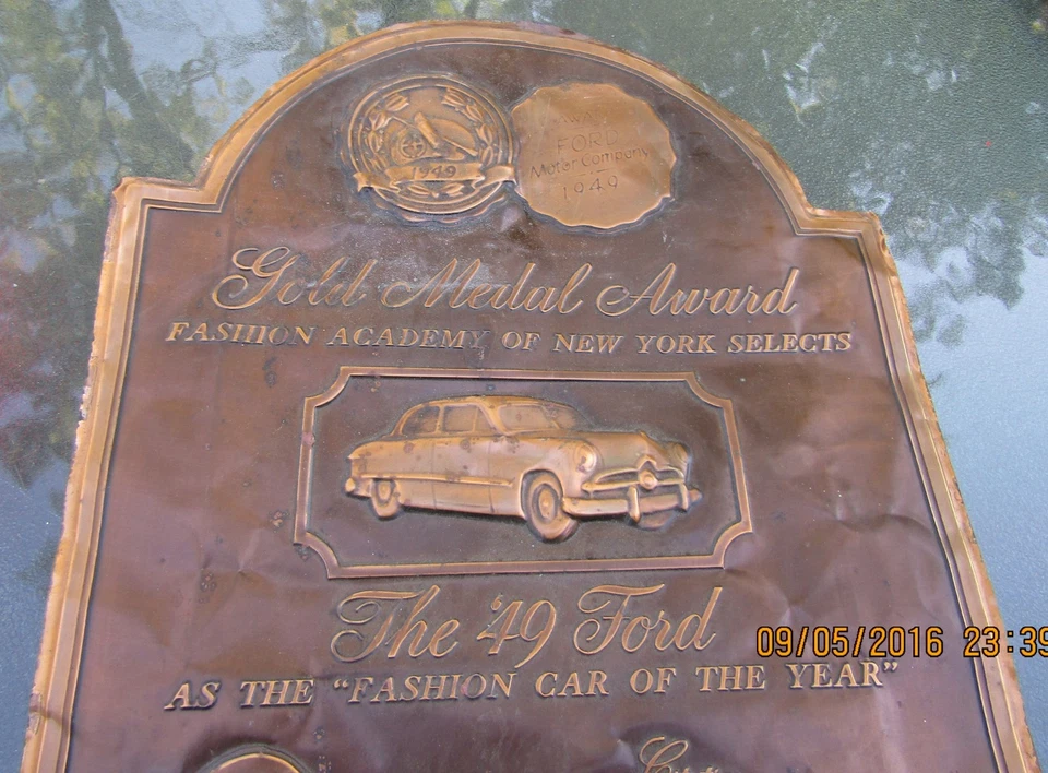1949 Академия моды Нью-Йорка FORD дилерская золотая медаль медь награда wow - Изображение 2 из 4