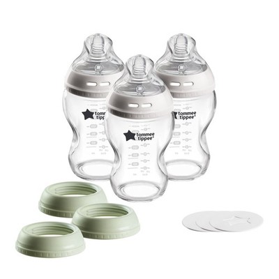 Tommee Tippee Natural Start 3-in-1 Glass Baby Bottle, Cup & Food Jar Set, 9oz