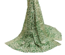 Sushila Vintage Green Dupatta 100% Pure Silk Woven & Printed Long Stole Veil