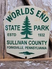 VINTAGE WORLDS END STATE PARK PORCELAIN SIGN OLD PA LOYALSOCK CABINS CAMPING
