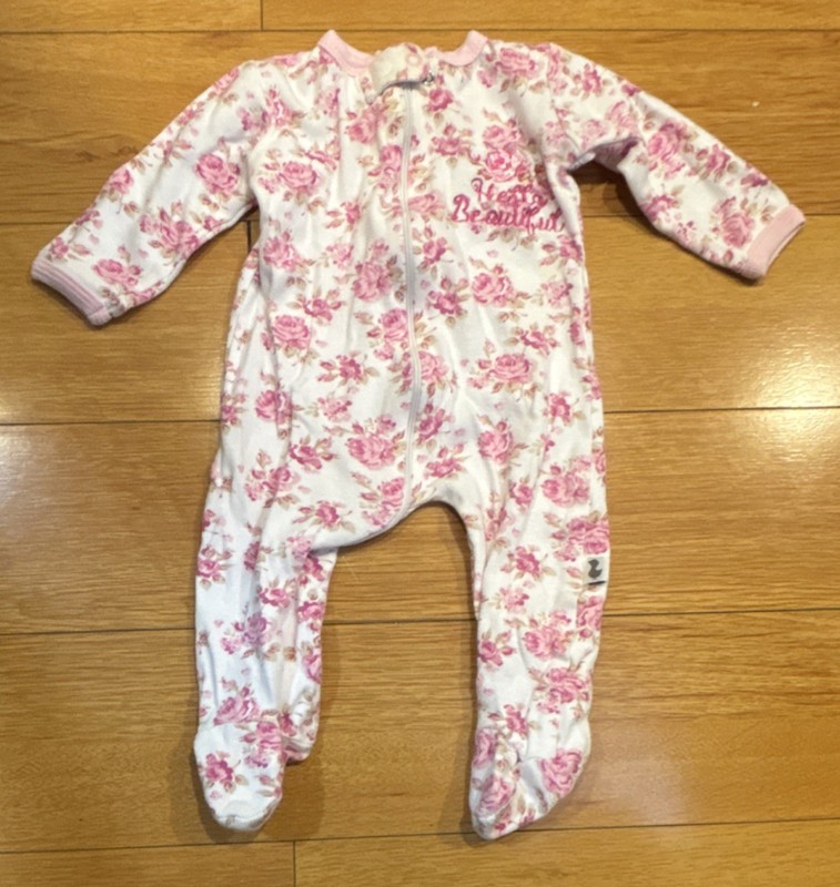 Duck Duck Goose Floral Pink White Cotton Coverall One-Piece for  Baby Girl 3-6M