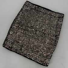 Anna-Kaci Champagne Gold Sequin Sparkle Mini Skirt Black Small Party Glam Disco
