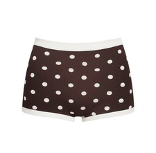 Kitty & Vibe 1X Boyshort Bottoms Brandy Brown White Polka Dot Bikini NWT!