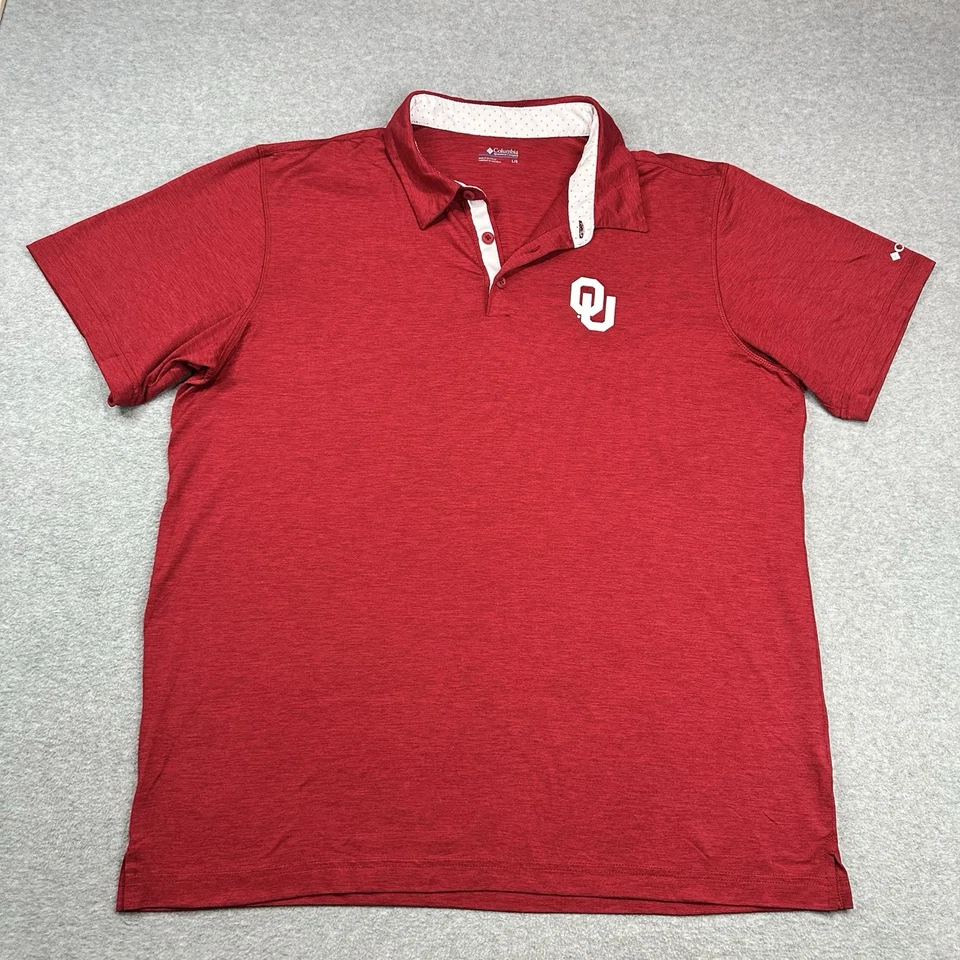 Camisa polo de la Universidad de Oklahoma para hombre grande Columbia roja Jersey rendimiento OU Foto 2 de 4