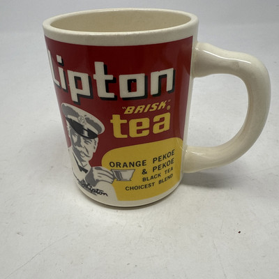 Vintage Lipton Brisk Tea Founder Mug Thomas Lipton Advertisement Retro Coffee