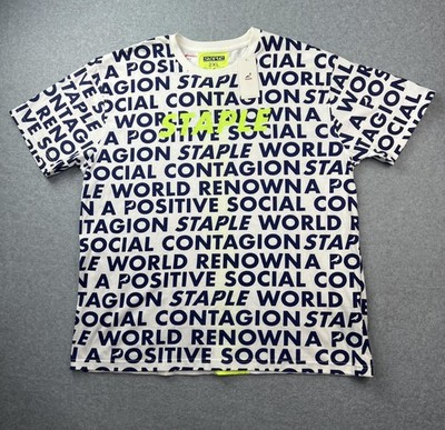 Staple Shirt Mens 2XL White Blue Positive Social Contagion Pigeon Graphic