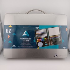 62 PC. Watercolor Set Art Alternatives 20 Tubes, 16 Cakes, 6 Pencils, 4 Brushes