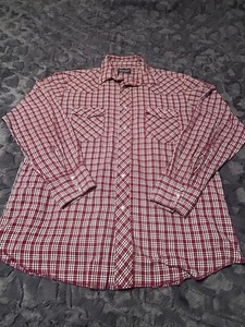 Wrangler Men's Dress Shirt Plaid Long Sleeve Button-Up Front Pocket Pearl Snap