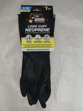 Neoprene Work Gloves, Long Cuff, Black Small Medium S/M Black