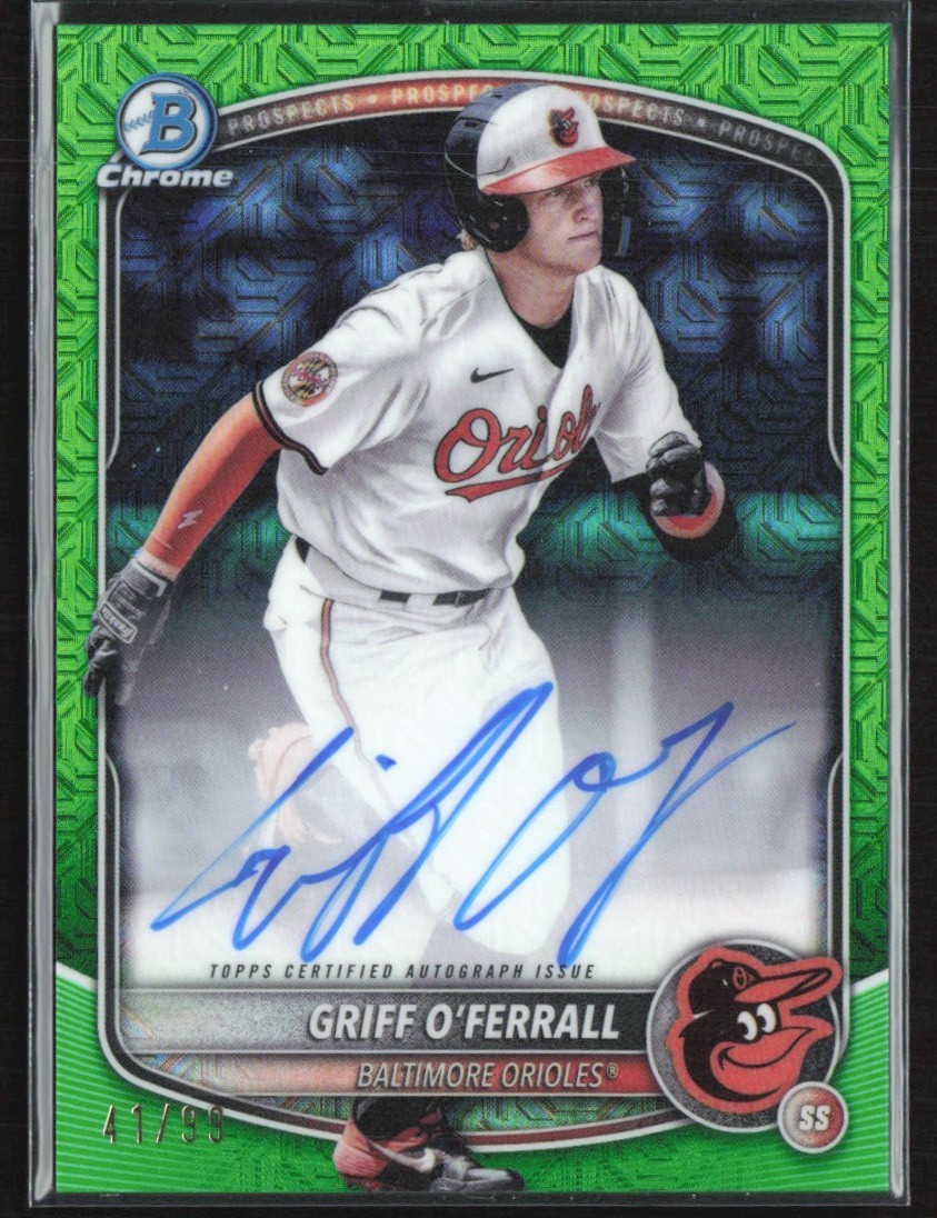 Griff O'Ferrall 2025 Bowman Chrome Mojo Mega Box Green Auto /99 #BMA-GO