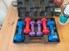 Vinyl Coated Hex Dumbbell Set 6pc 1kg 1.5kg 2.5kg with Carry Case