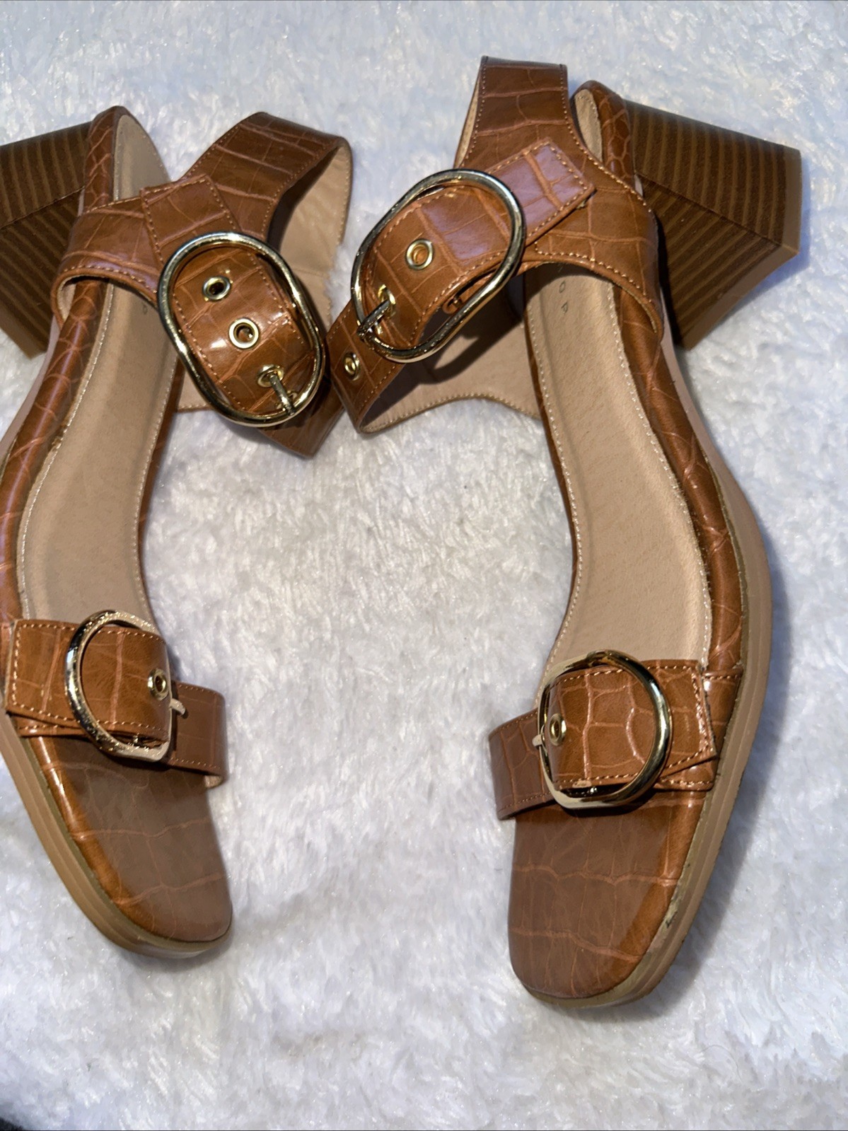 APL Topshop Sandali tacco grosso 9 5 marroni stampa serpente cinturino alla caviglia punta aperta